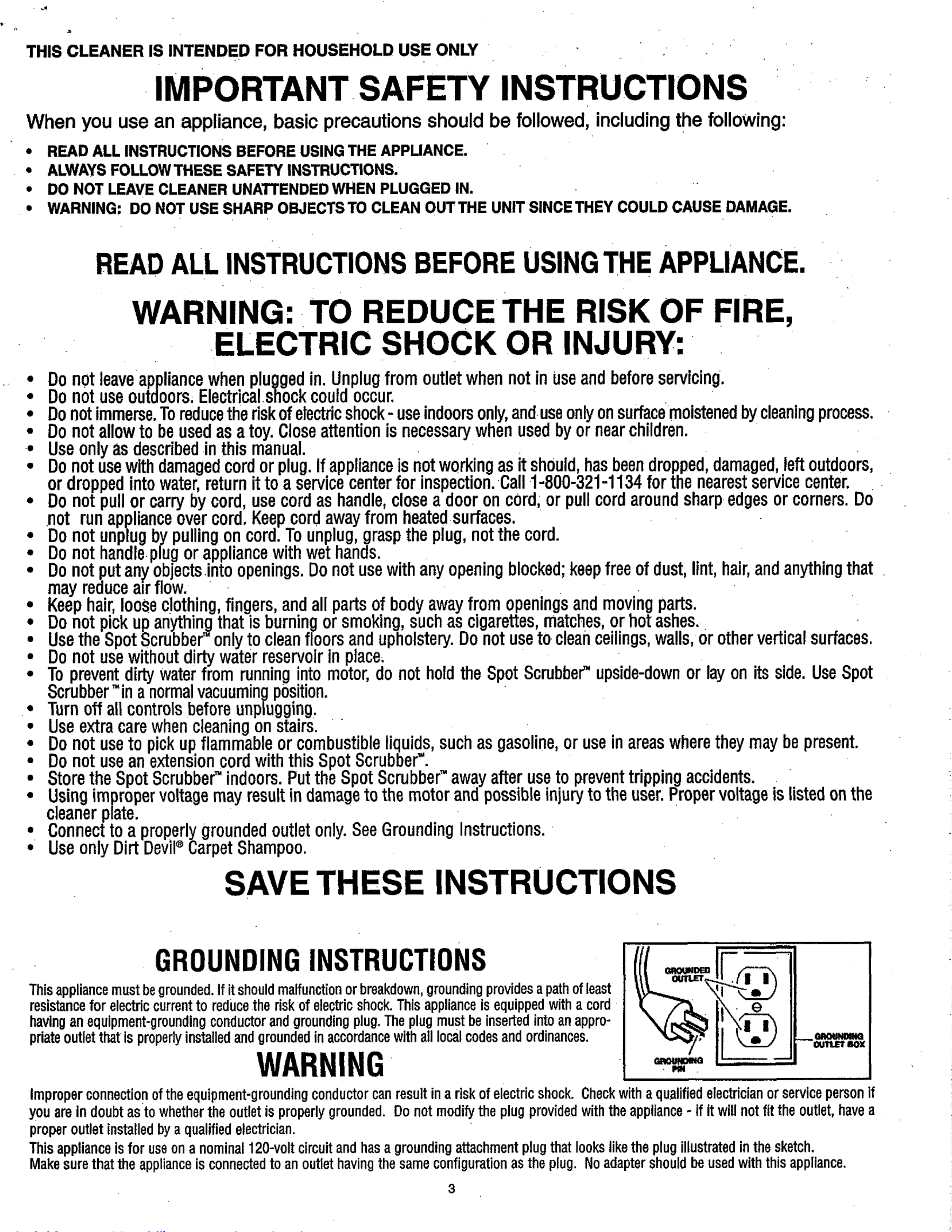 Page 3 of 8 - Dirt-Devil Dirt-Devil-Spot-Scrubber-Owners-Manual-1003005 User Manual