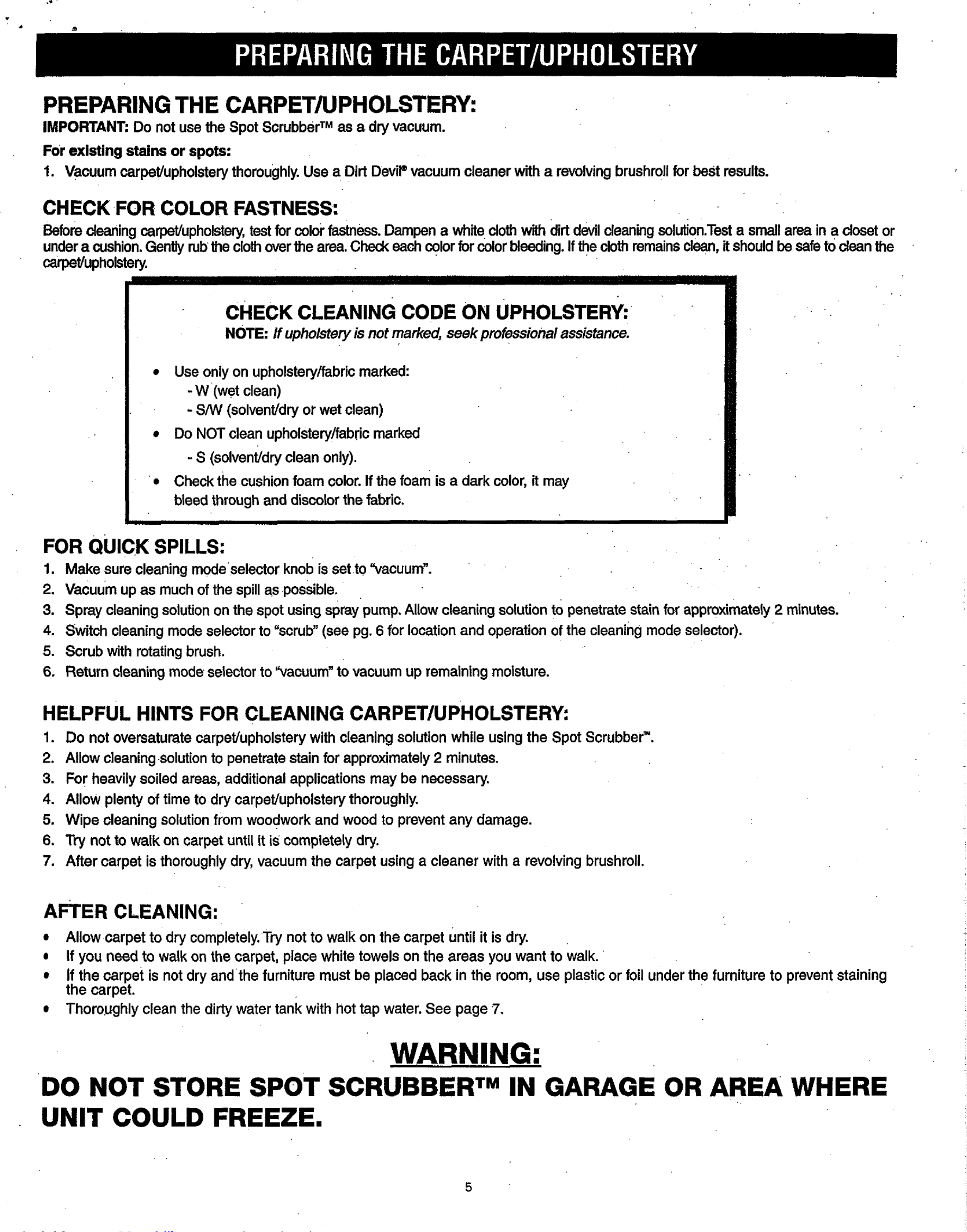 Page 5 of 8 - Dirt-Devil Dirt-Devil-Spot-Scrubber-Owners-Manual-1003005 User Manual