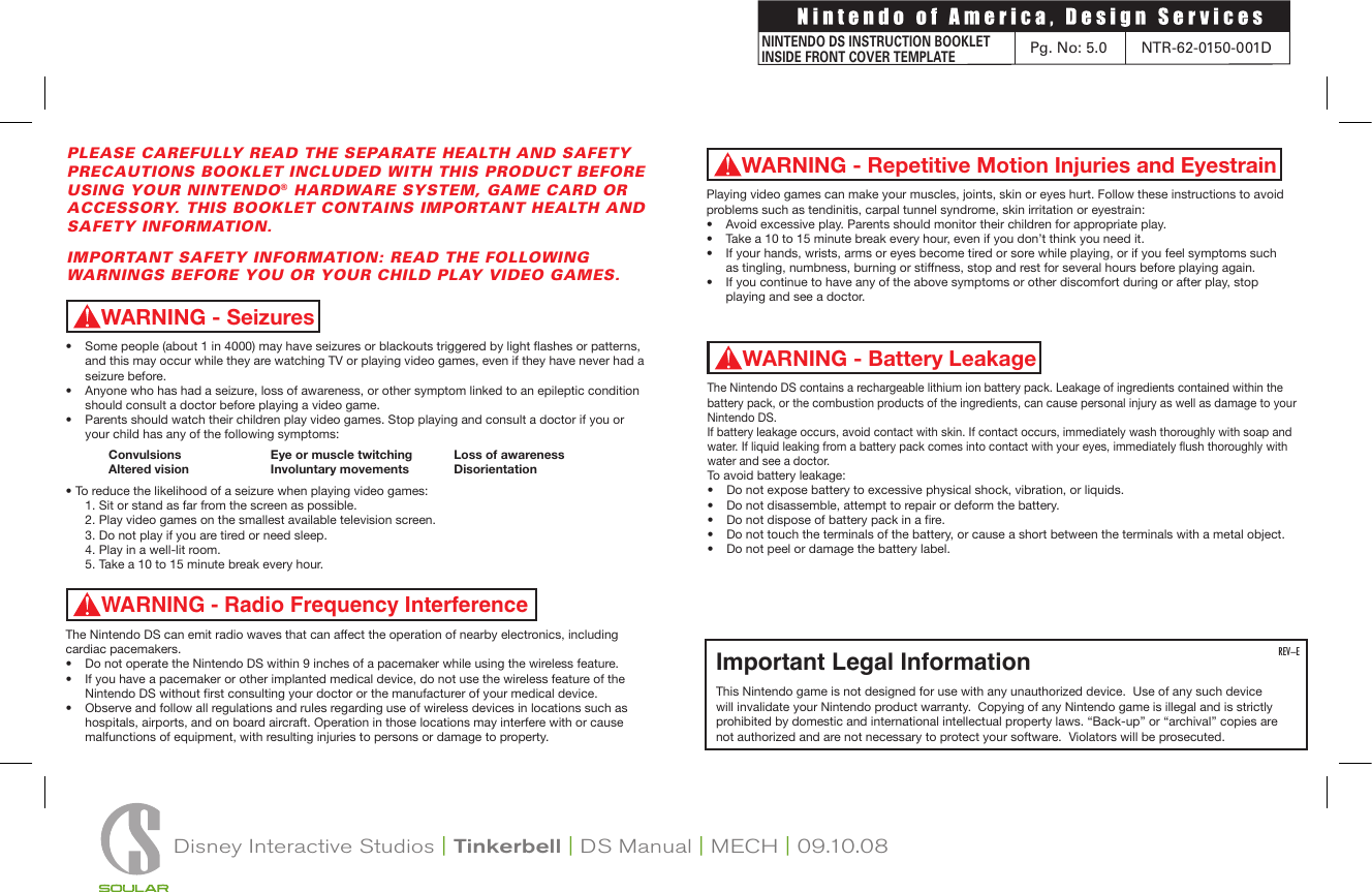 Page 2 of 12 - Disney-Interactive-Studios Disney-Interactive-Studios-Disney-Fairies-Tinker-Bell-Nintendo-Ds-Ntr-Cdfe-Usa-Users-Manual-  Disney-interactive-studios-disney-fairies-tinker-bell-nintendo-ds-ntr-cdfe-usa-users-manual