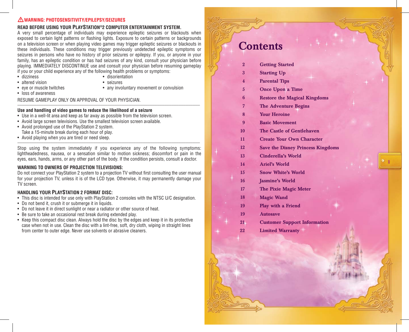 Page 2 of 11 - Disney-Interactive-Studios Disney-Interactive-Studios-Disney-Princess-Users-Manual- 07BVG105_PrincessPs2Manual_808  Disney-interactive-studios-disney-princess-users-manual