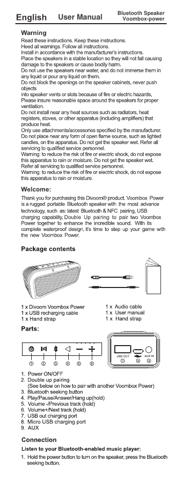 Bluetooth SpeakerVoombox-powerUser Manual