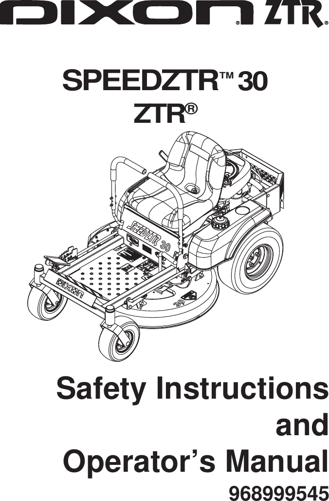 Dixon Speedztr 968999545 Users Manual OM, 30, 2007, ZERO TURN