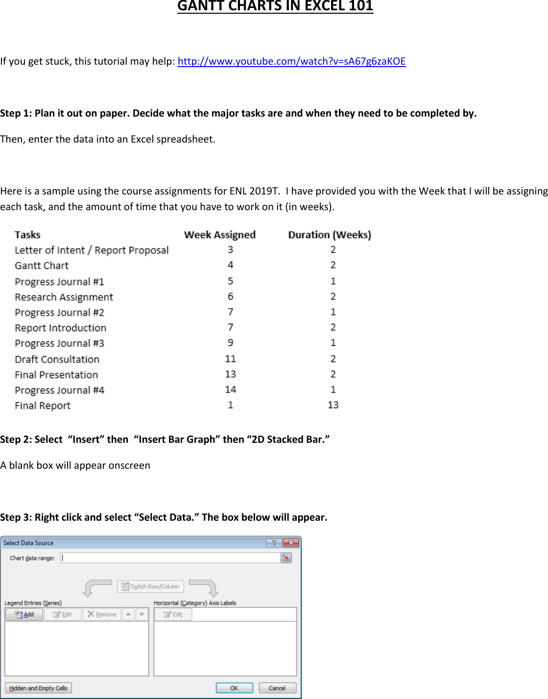 Page 1 of 5 - 03 - Instructions Creating Your ENL 2019 Gantt Chart In Excel