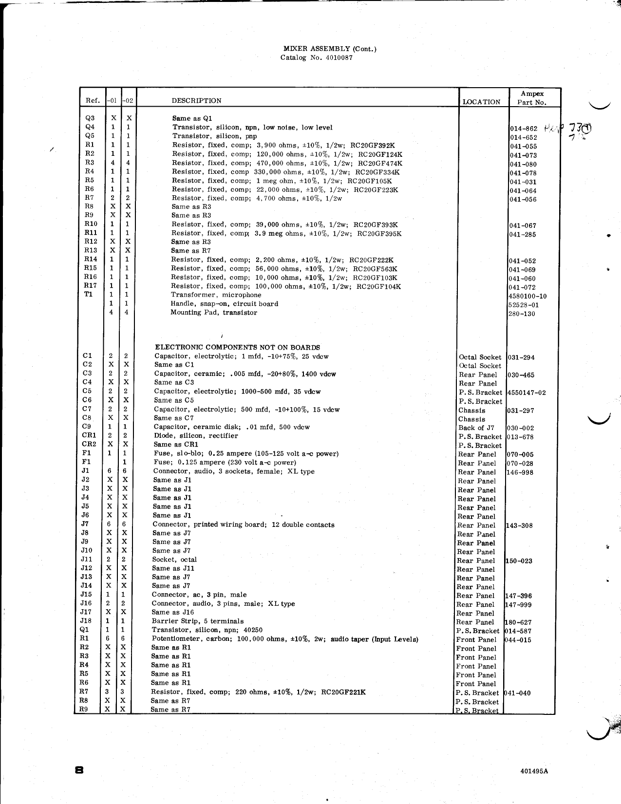 05 Parts Lists Schematics