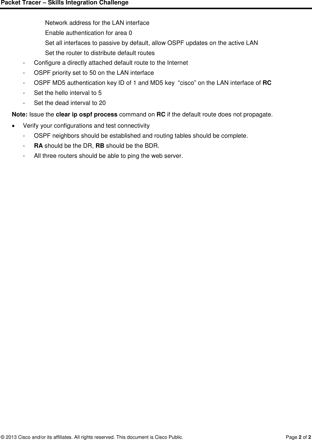 Page 2 of 2 - 10.3.1.2 Packet Tracer - Skills Integration Challenge Instructions