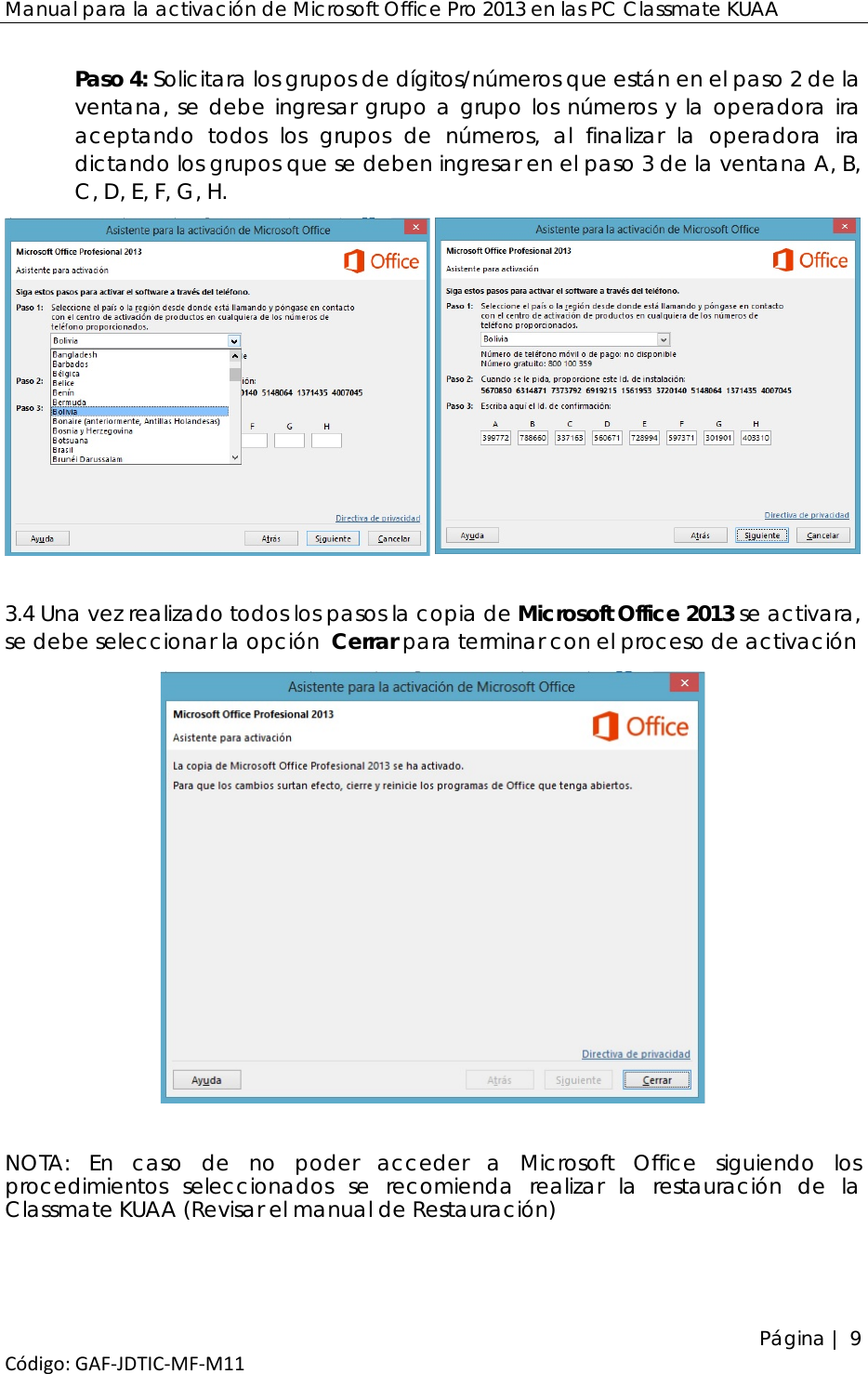 Page 10 of 10 - ACTIVACIÓN DE MICROSOFT OFFICE 2013 PRO 11 - MANUAL ACTIVACION