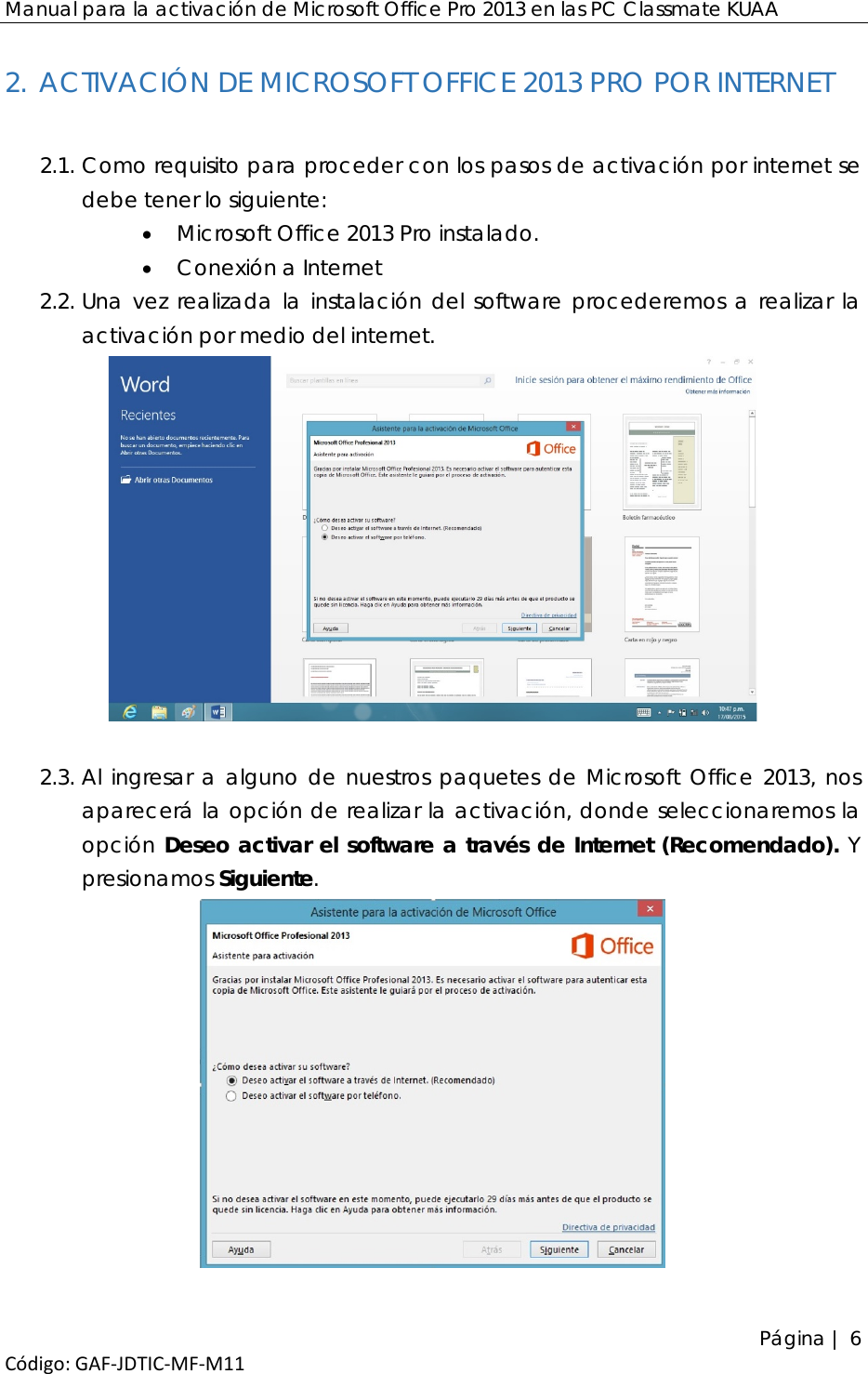 Page 7 of 10 - ACTIVACIÓN DE MICROSOFT OFFICE 2013 PRO 11 - MANUAL ACTIVACION