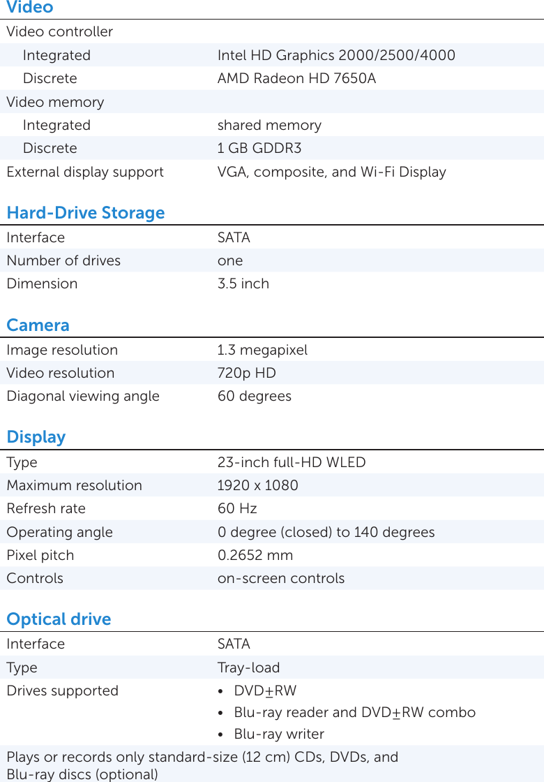 Page 4 of 5 - Inspiron One 23 2330 Aio Specifications  1508075239inspiron-one-23-2330-aio Reference Guide En-us