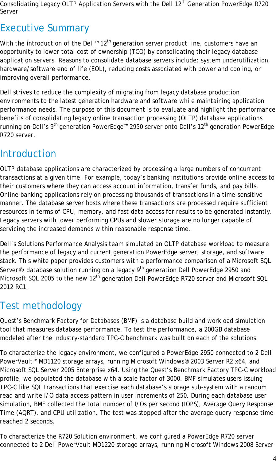 Page 4 of 9 - Consolidating Legacy OLTP Application Servers With The Dell 12th Generation PowerEdge R720 Server 1508076951poweredge-r720 White Papers98 En-us