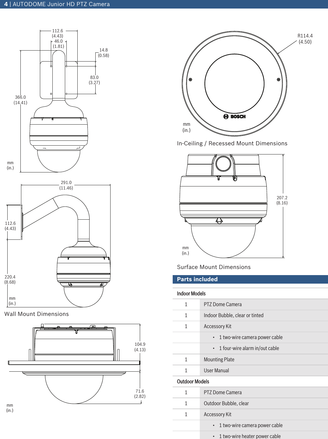 Page 4 of 8 - AUTODOME Junior HD PTZ Camera 1508461410Auto Dome Jr Data Sheet En US 2486295691