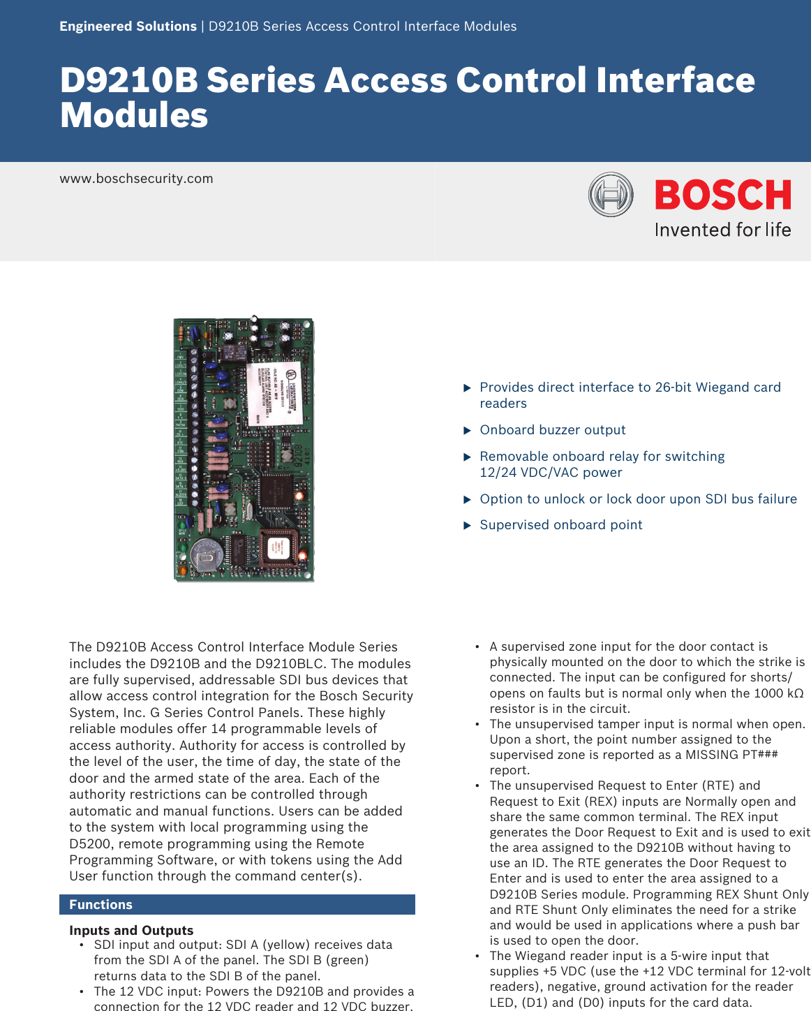 D9210b Series Access Control Interface Modules 1510482732data