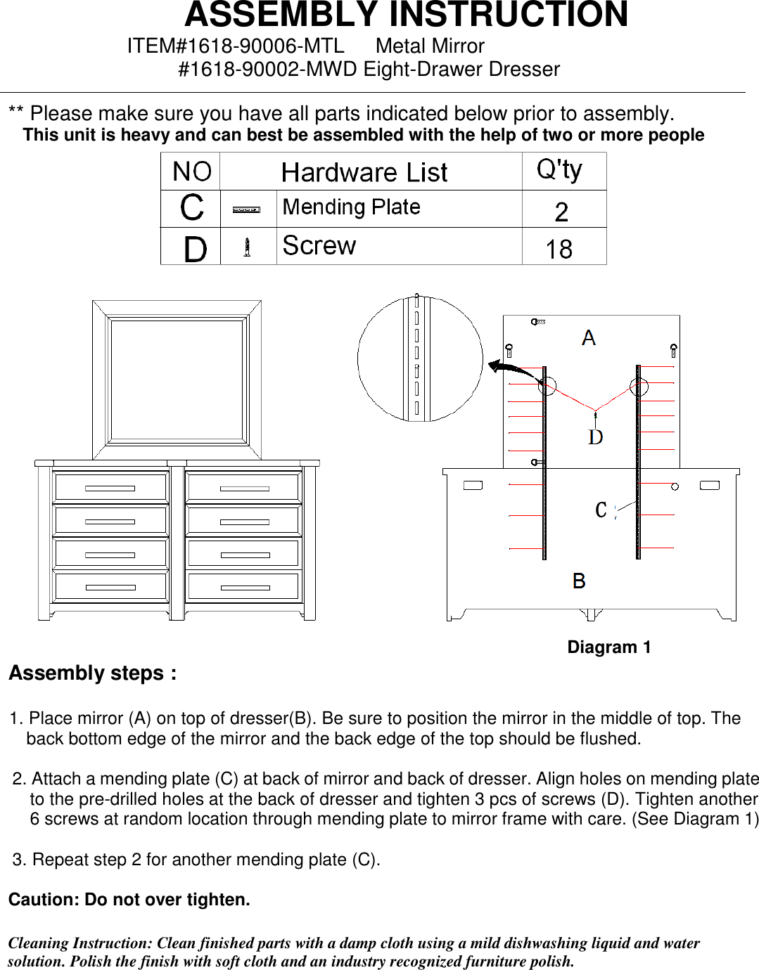ASSEMBLY INSTRUCTION 1618 90006 mtl 002 mwd