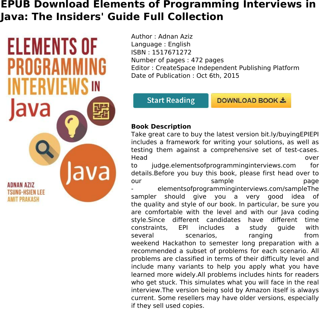 which elements of programming interviews book