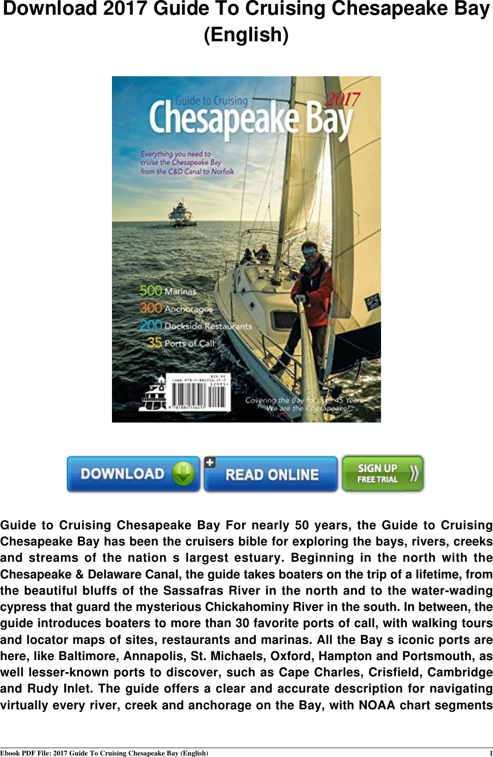 EPUB 2017 GUIDE TO CRUISING CHESAPEAKE BAY (ENGLISH) PDF FULL EBOOK English