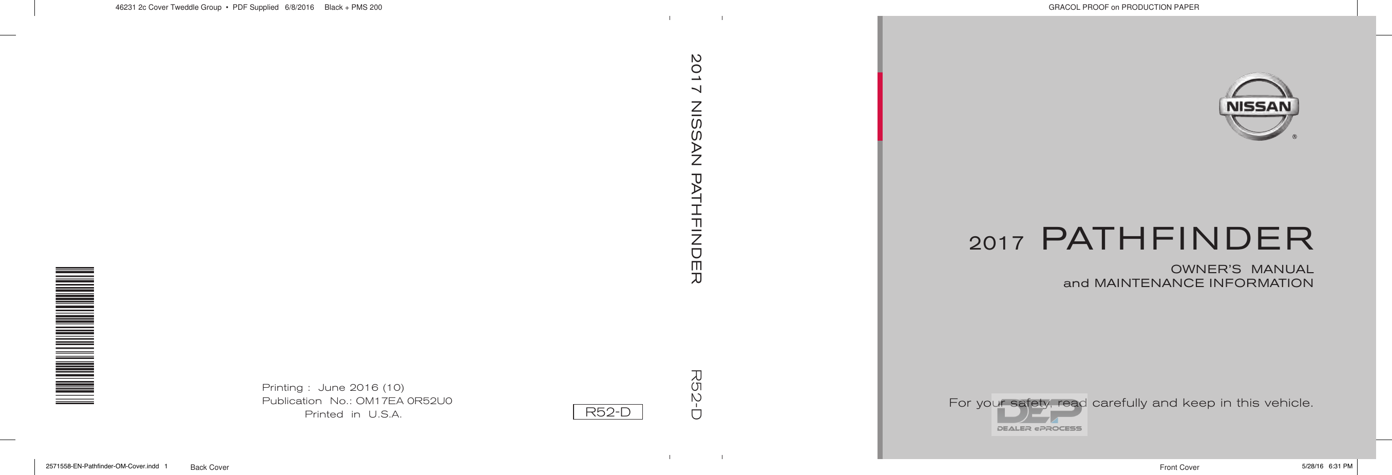 2017 Nissan Pathfinder Owner's Manual USA