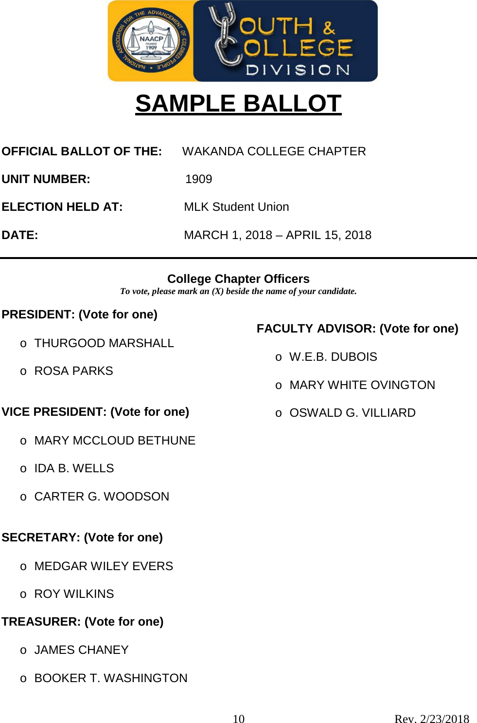 Page 10 of 10 - 2018 Youth And College Elections Procedure Manual