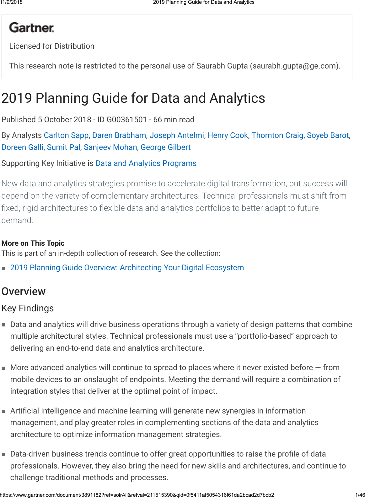 2019 Planning Guide For Data And Analytics