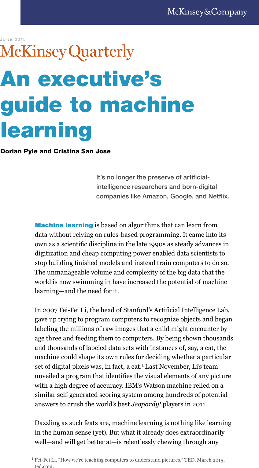Page 1 of 9 - 2.1 - An Executives Guide To ML