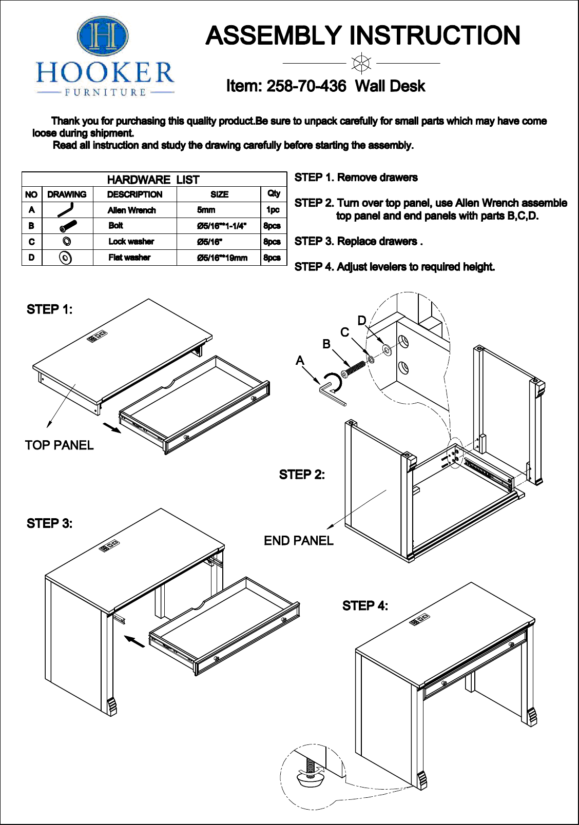 Page 1 of 1 - 258-70-436wall-work-station-desk