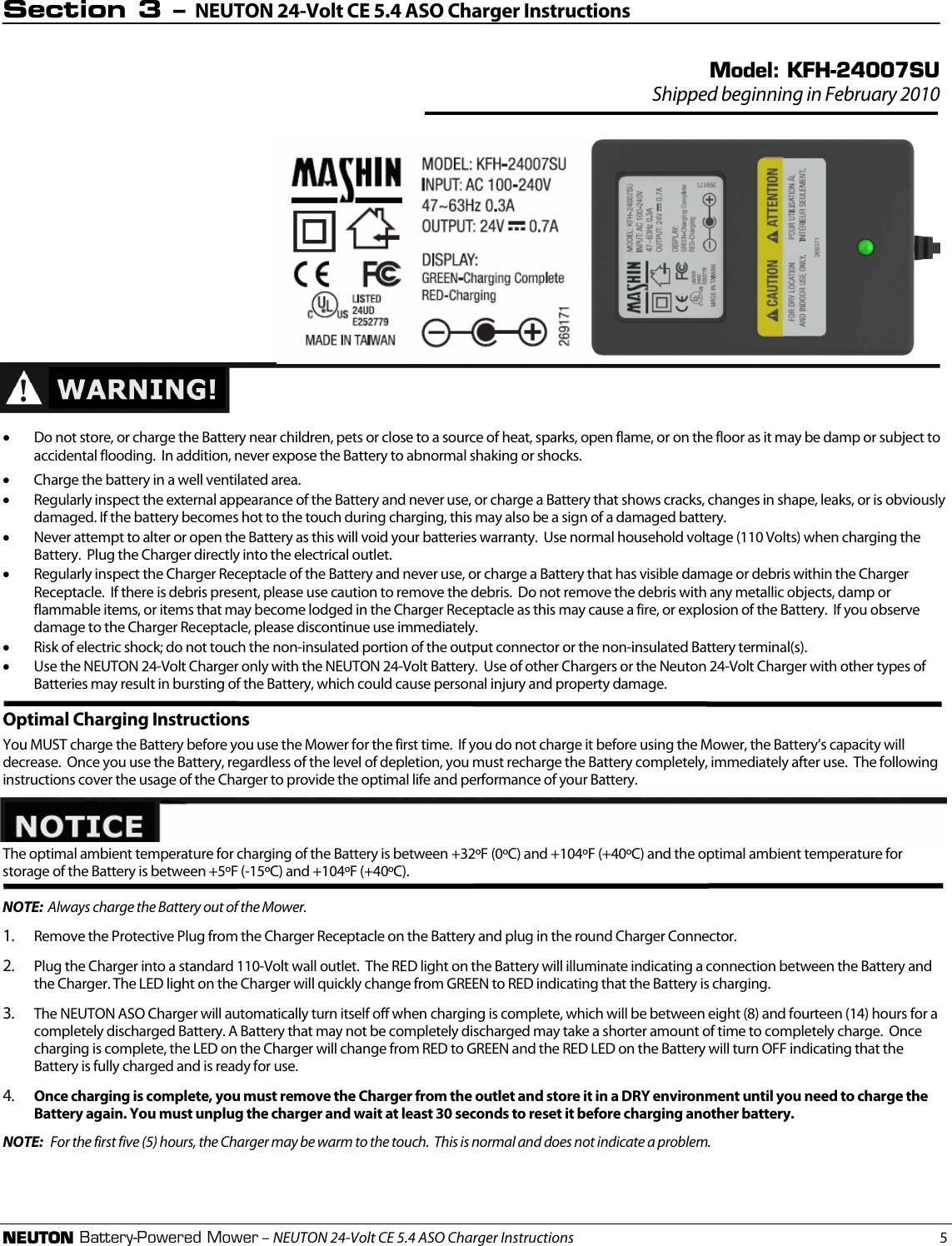 Page 5 of 8 - !! 272831 Neuton 24-Volt Charger Instructions Booklet