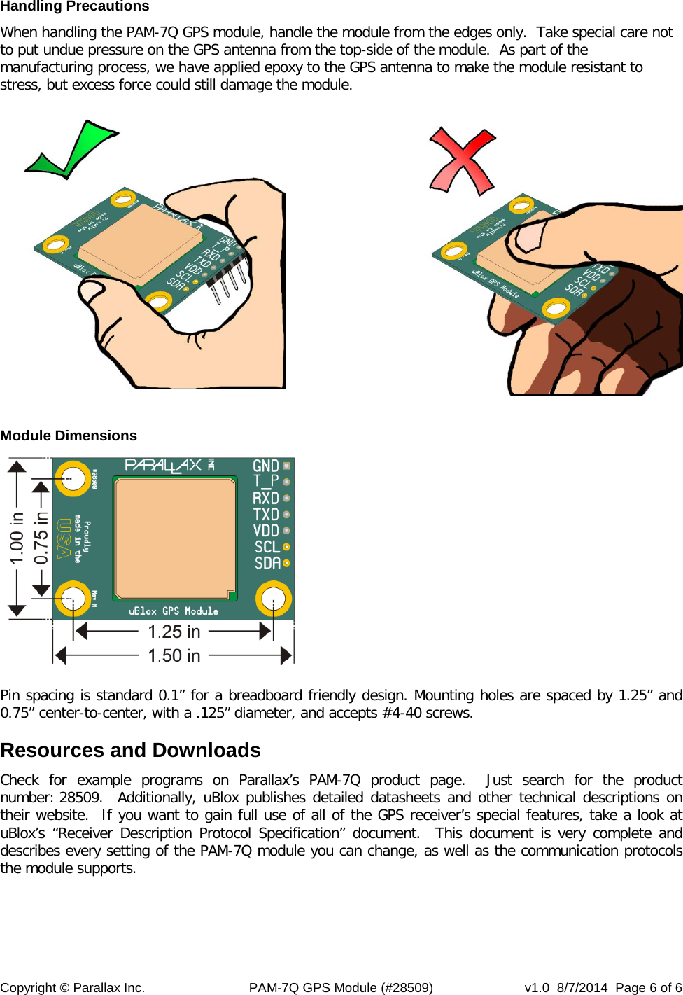 Page 6 of 6 - Parallax PAM-7Q GPS Module (#28509) 28509-pam-7q-gps-module-product-guide-v10 1