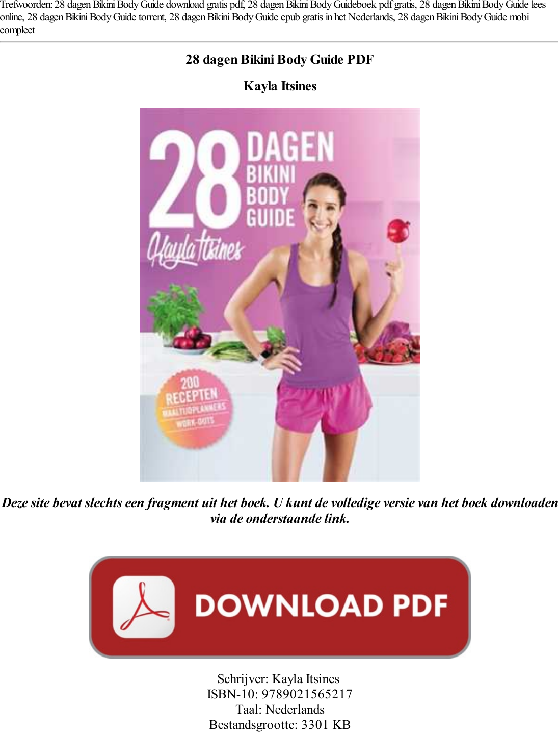 deze humor Maak een naam 28 Dagen Bikini Body Guide PDF / EPUB [M6GDMAQ5EW] M6GDMAQ5EW