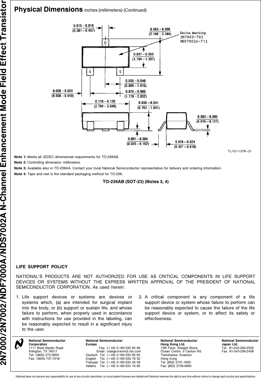 Page 10 of 11 - 2N7000, 2N7002, NDF7000A, NDS7002A - Datasheet. Www.s-manuals.com. 2n7000 2n7002 Ndf7000a National