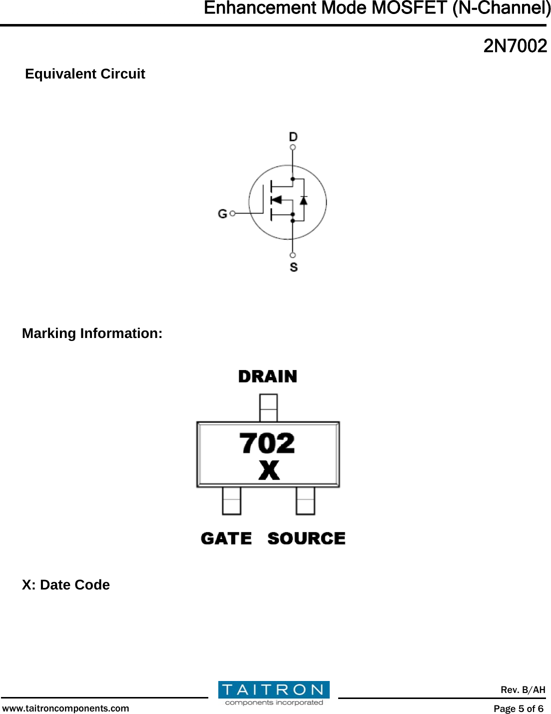 Page 5 of 7 - 2N7002 - Datasheet. Www.s-manuals.com. Taitron