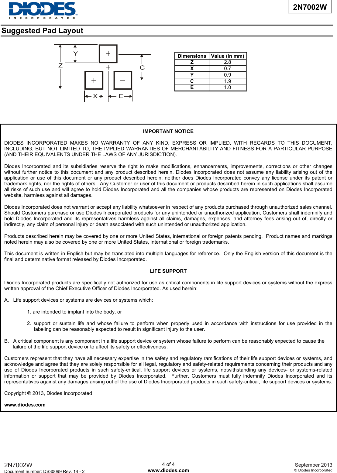 Page 4 of 5 - 2N7002W - Datasheet. Www.s-manuals.com. R14-2 Diodes