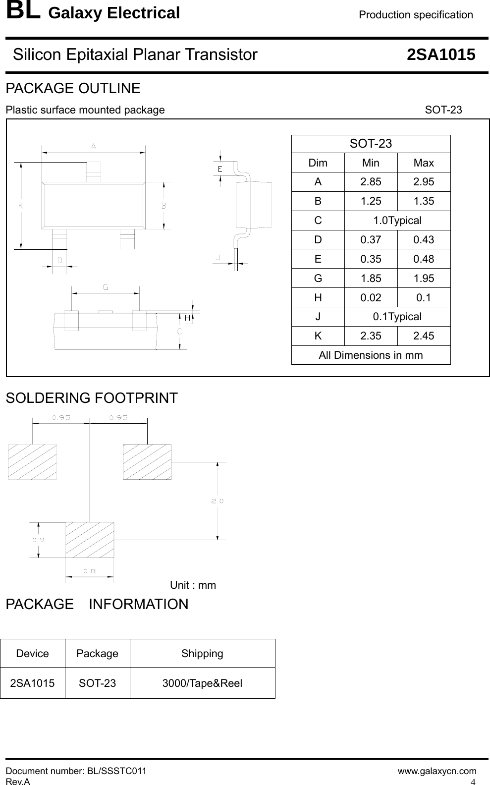 Page 4 of 5 - 2SA1015 - Datasheet. Www.s-manuals.com. Galaxy