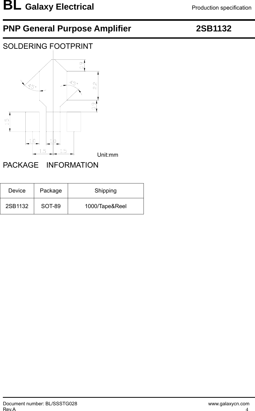 Page 4 of 5 - 2SB1132 - Datasheet. Www.s-manuals.com. Galaxy