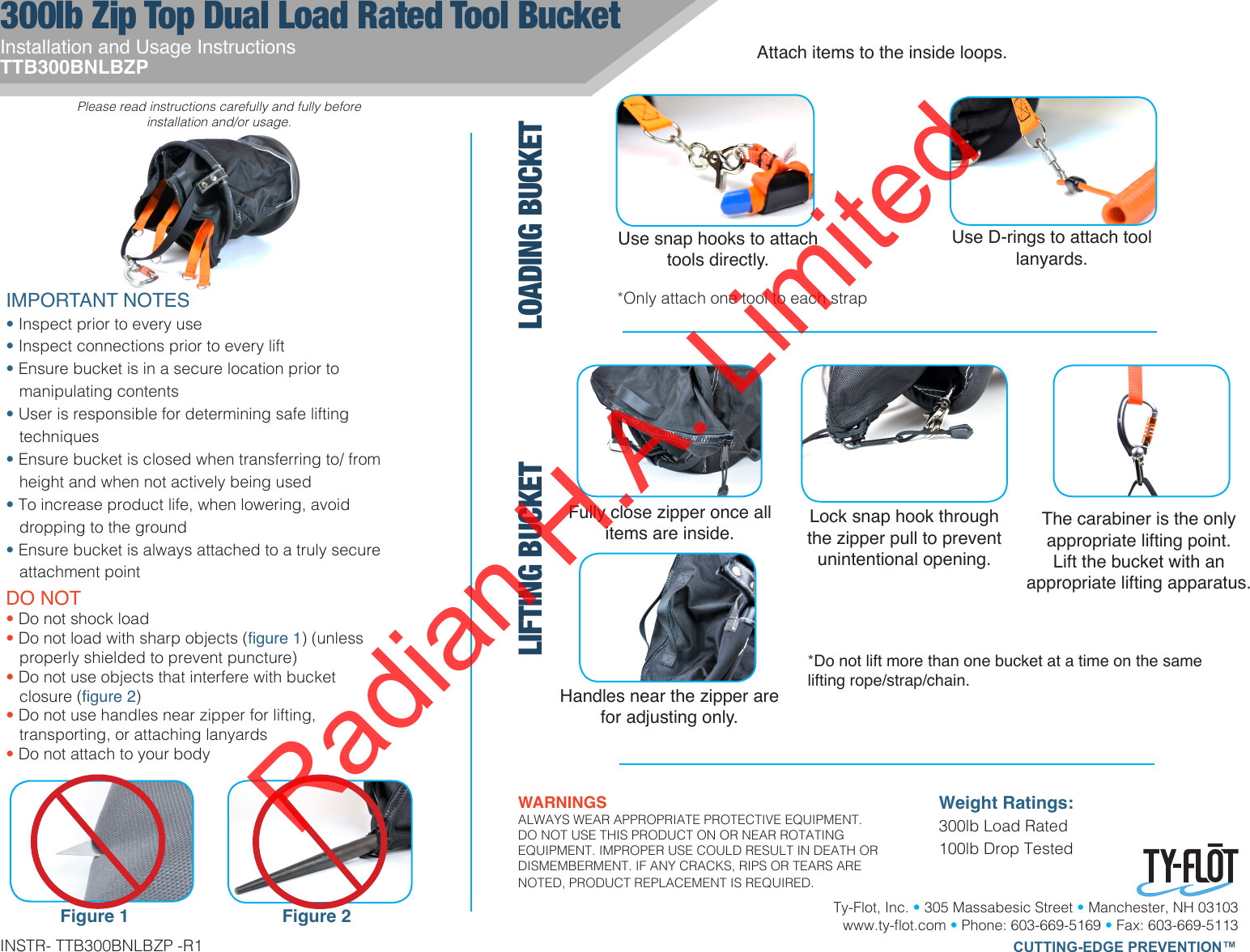 300 Lb Tool Bucket Instructions
