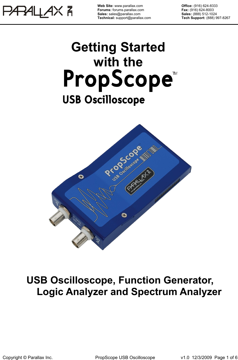 Page 1 of 6 - Getting Started With The PropScope USB Oscilloscope 32220gettingstartedv10