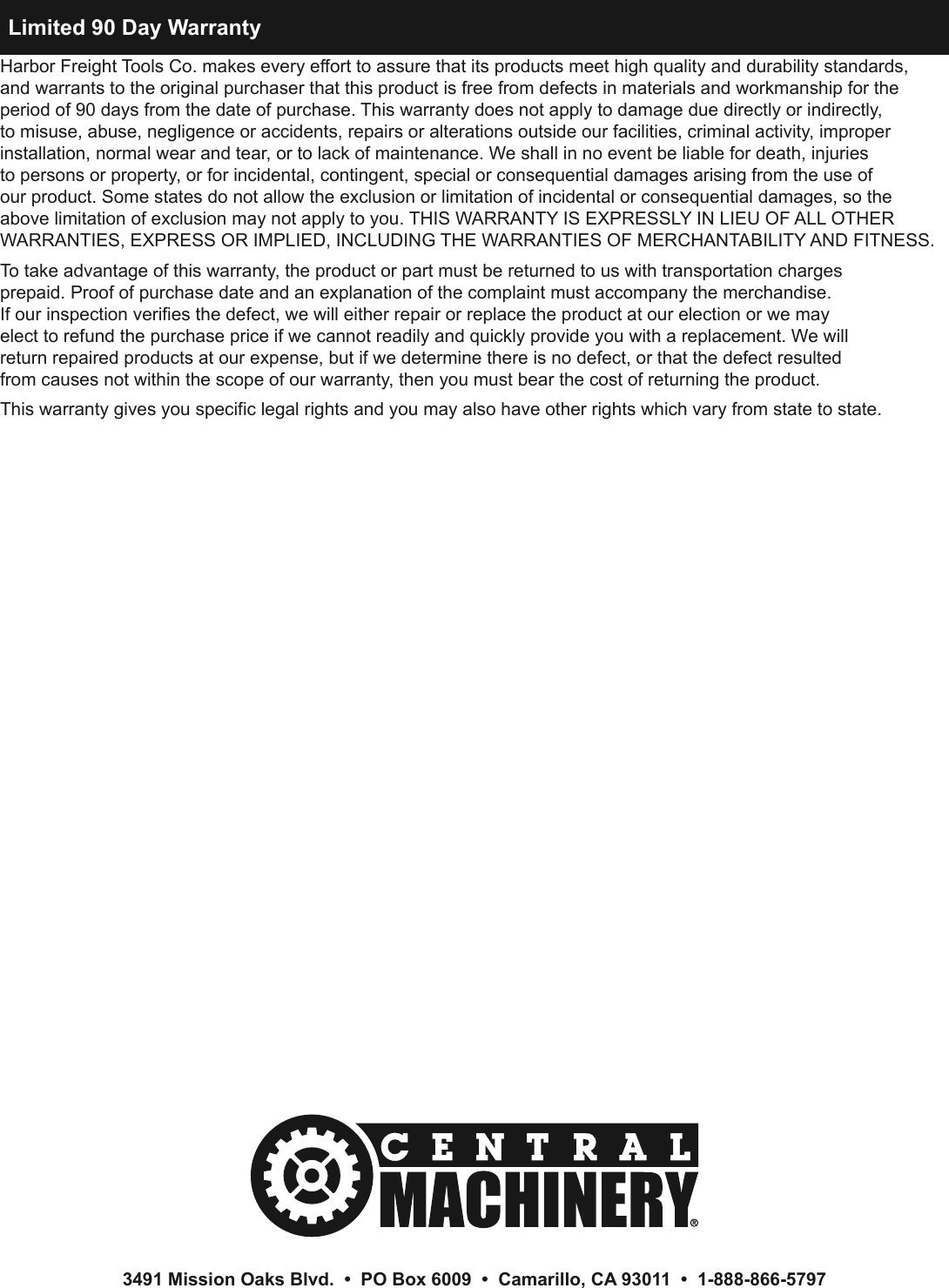 Page 12 of 12 - Manual For The 32888 12 Ton Hydraulic Pipe Bender