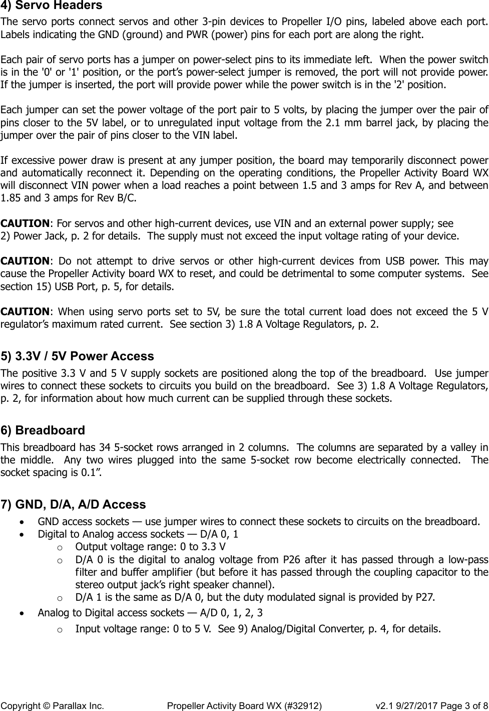 Page 3 of 8 - Propeller Activity Board WX (#32912) Product Guide Version 2.1 32912-propeller-activity-board-wx-guide-v21