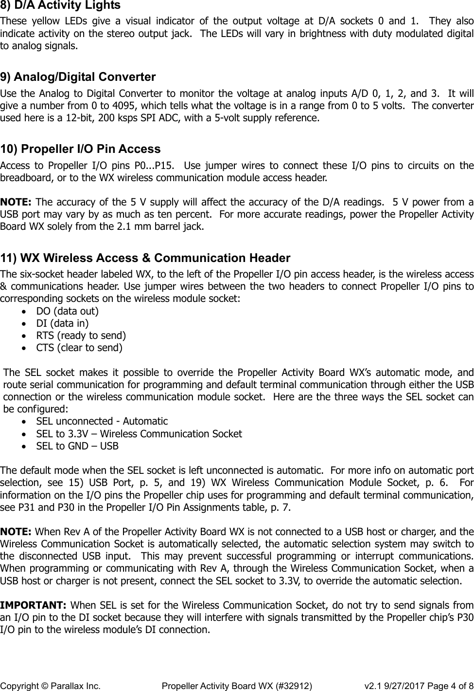 Page 4 of 8 - Propeller Activity Board WX (#32912) Product Guide Version 2.1 32912-propeller-activity-board-wx-guide-v21