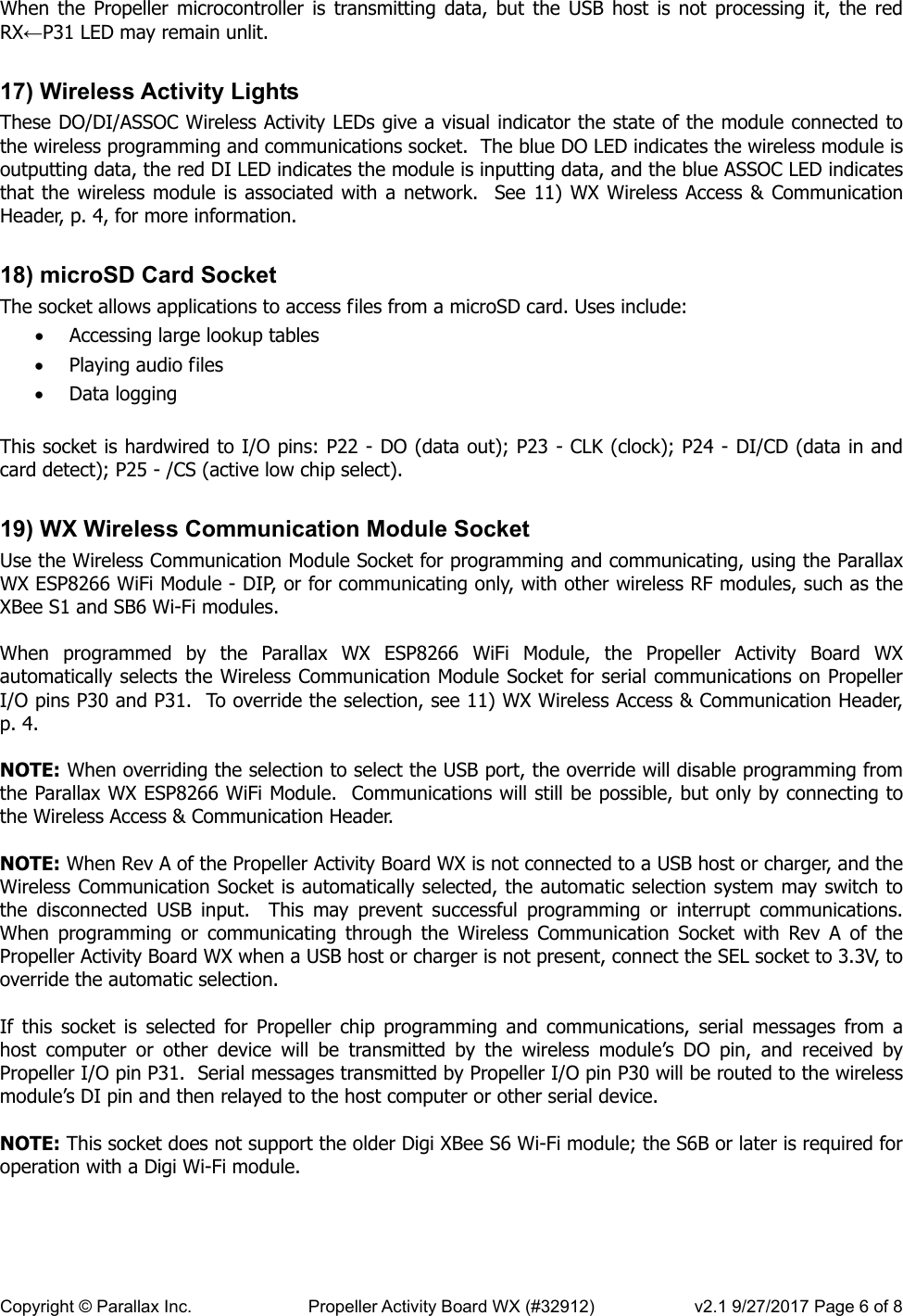 Page 6 of 8 - Propeller Activity Board WX (#32912) Product Guide Version 2.1 32912-propeller-activity-board-wx-guide-v21