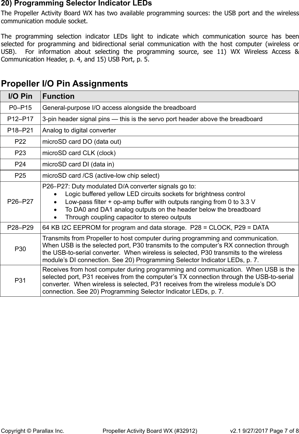 Page 7 of 8 - Propeller Activity Board WX (#32912) Product Guide Version 2.1 32912-propeller-activity-board-wx-guide-v21