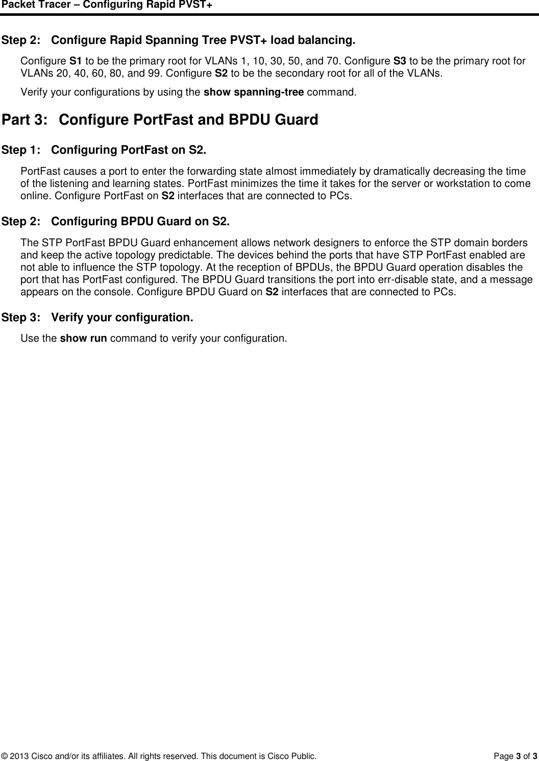 3.3.2.2 Packet Tracer Configuring Rapid PVST Instructions