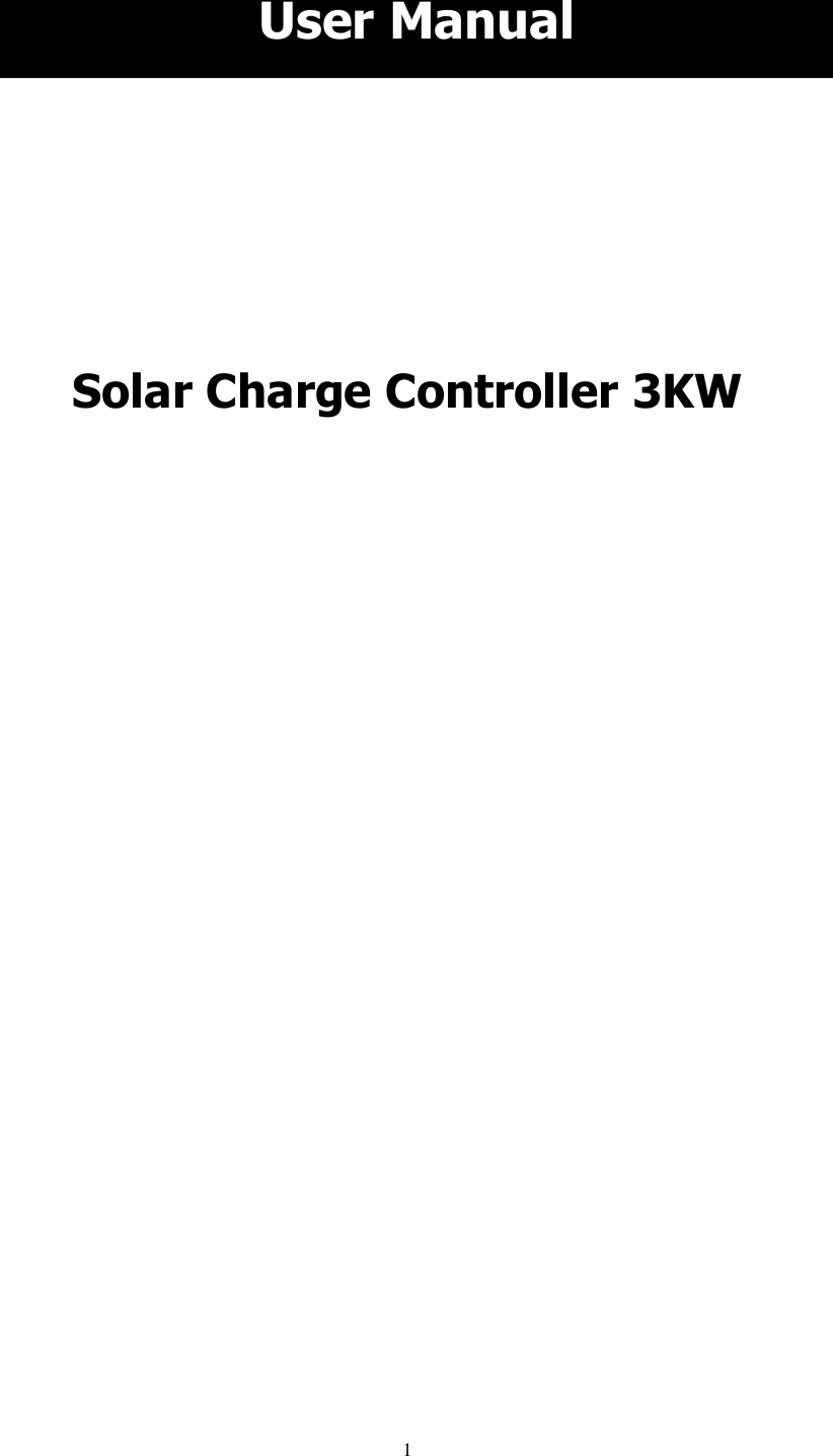 3KW MPPT Solar Charge Controller Manual