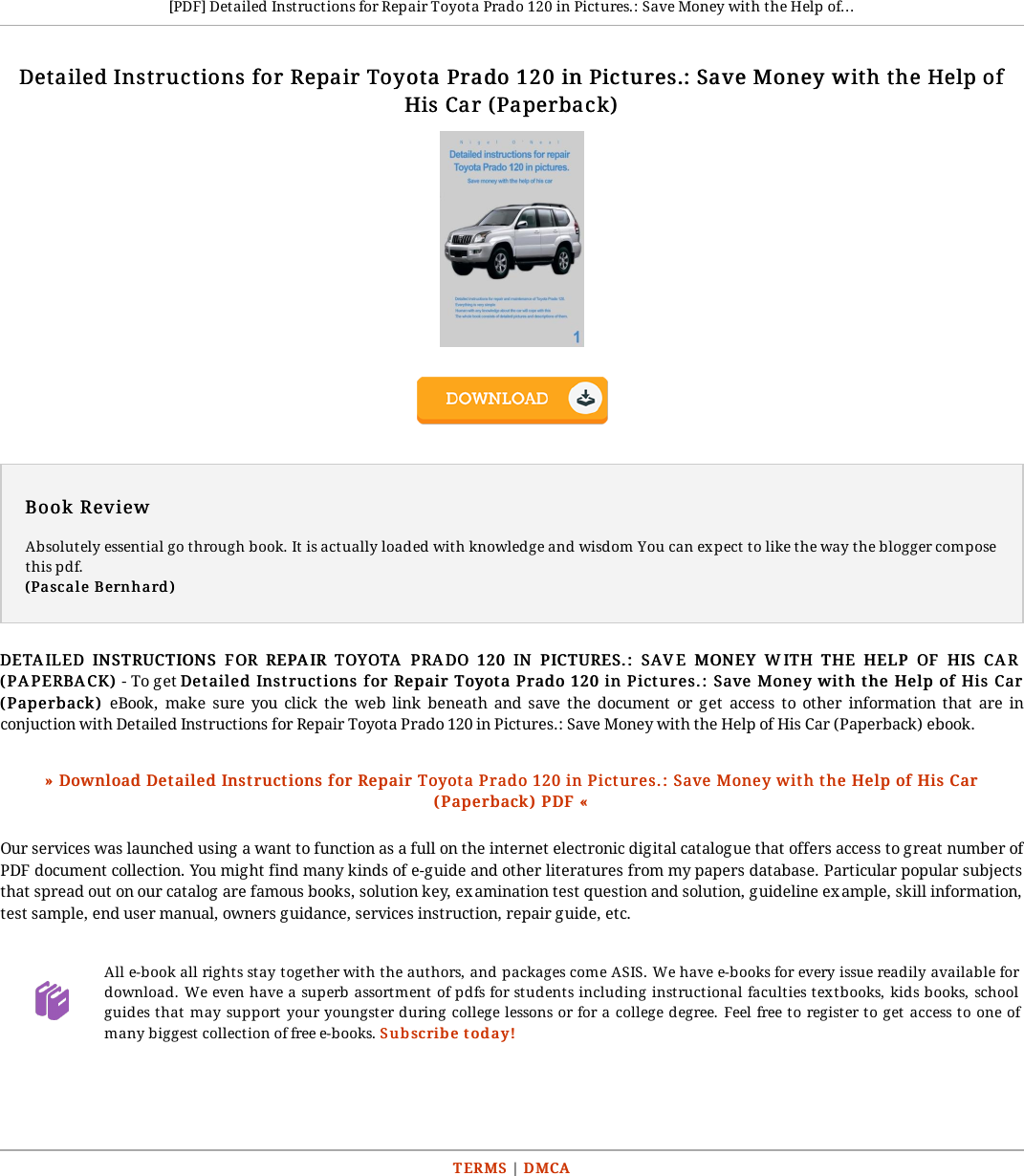 Page 1 of 2 - PDF # Detailed Instructions For Repair Toyota Prado 120 In Pictures.: Save Money With The Help Of His Car (Paperback)  3o Fkl0l4-detailed-instructions-for-repair-toyota-prado-12