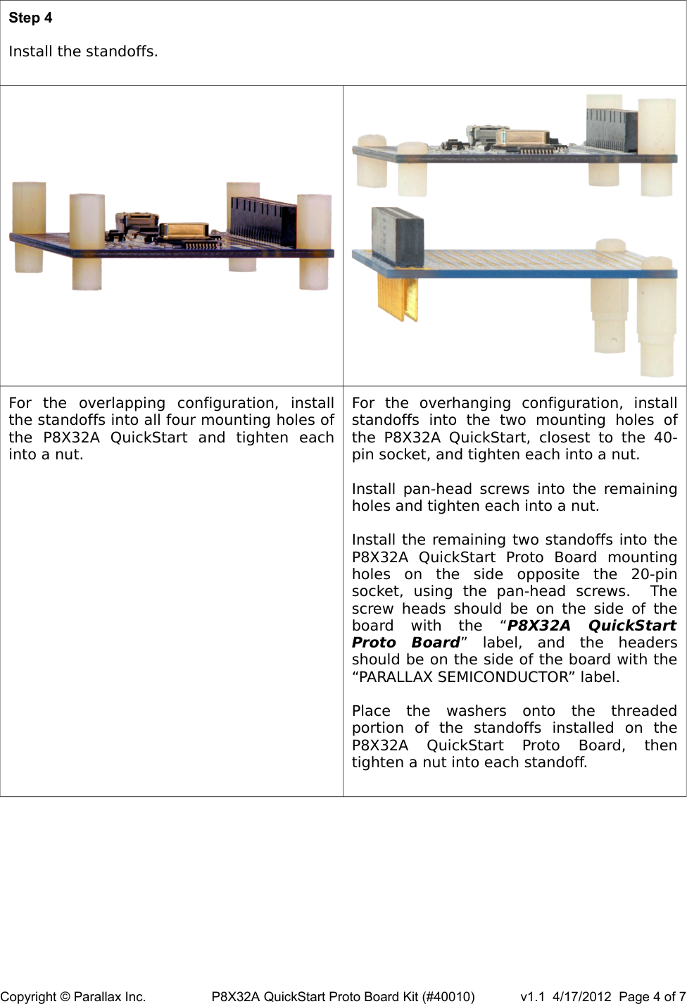 Page 4 of 7 - P8X32A QuickStart Proto Board PCB (#300-40010) And Kit (#40010) 40010-p8x32aquickstartprotoboardkitdocv1.1