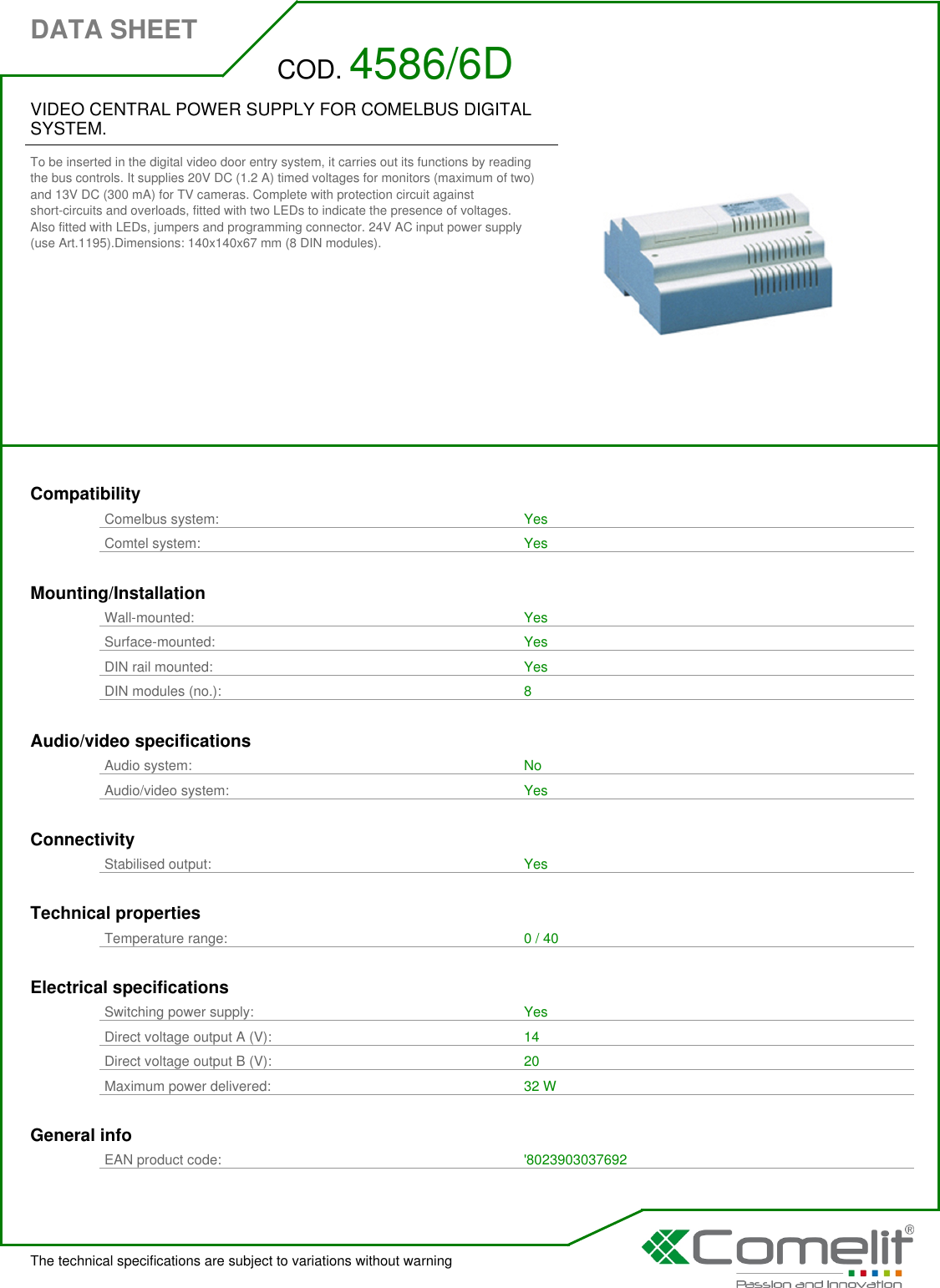 Page 1 of 2 - 4586-6D Tech Sheet