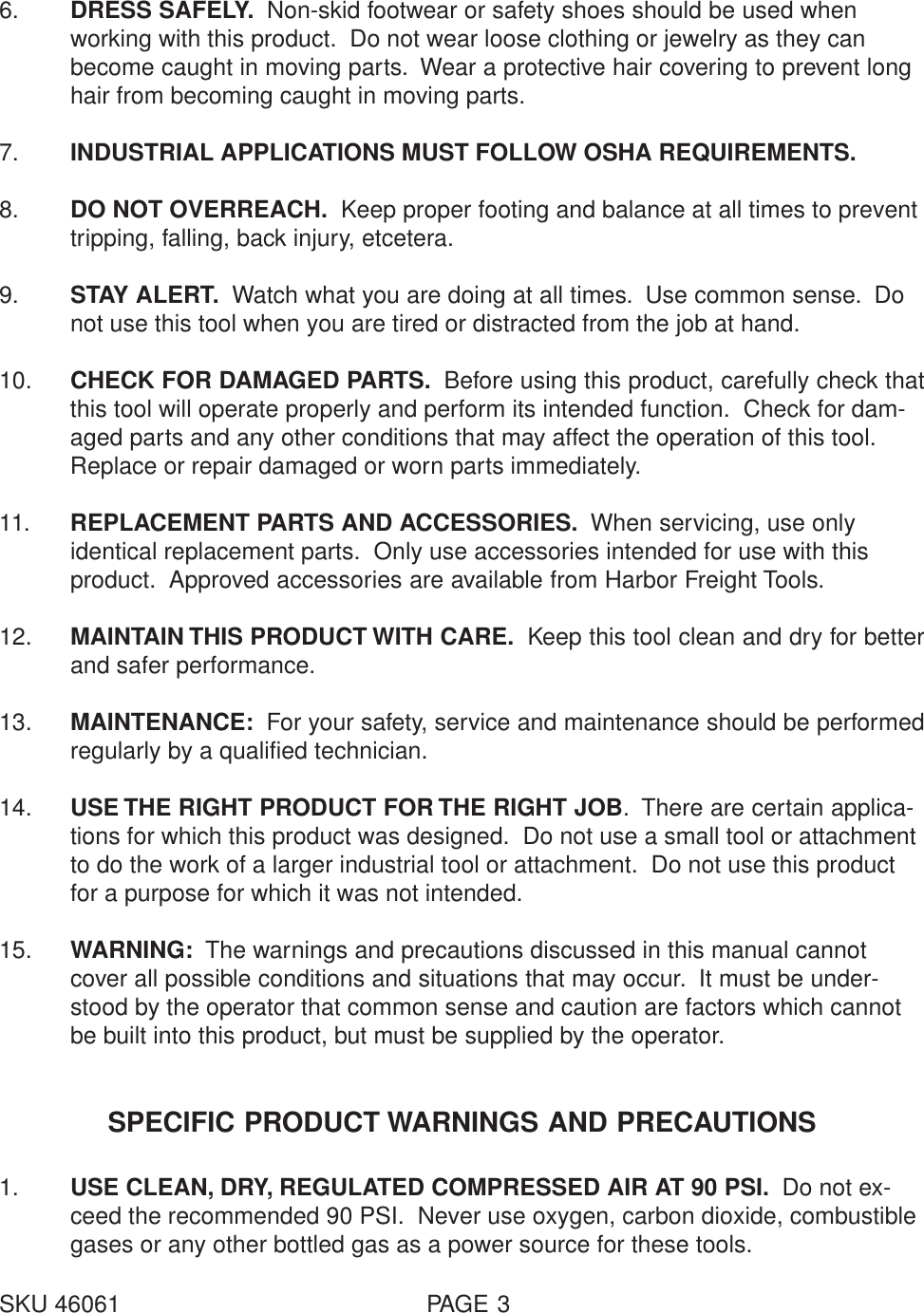 Page 3 of 8 - 46061  Manual For The 16 Gauge Air Nibbler