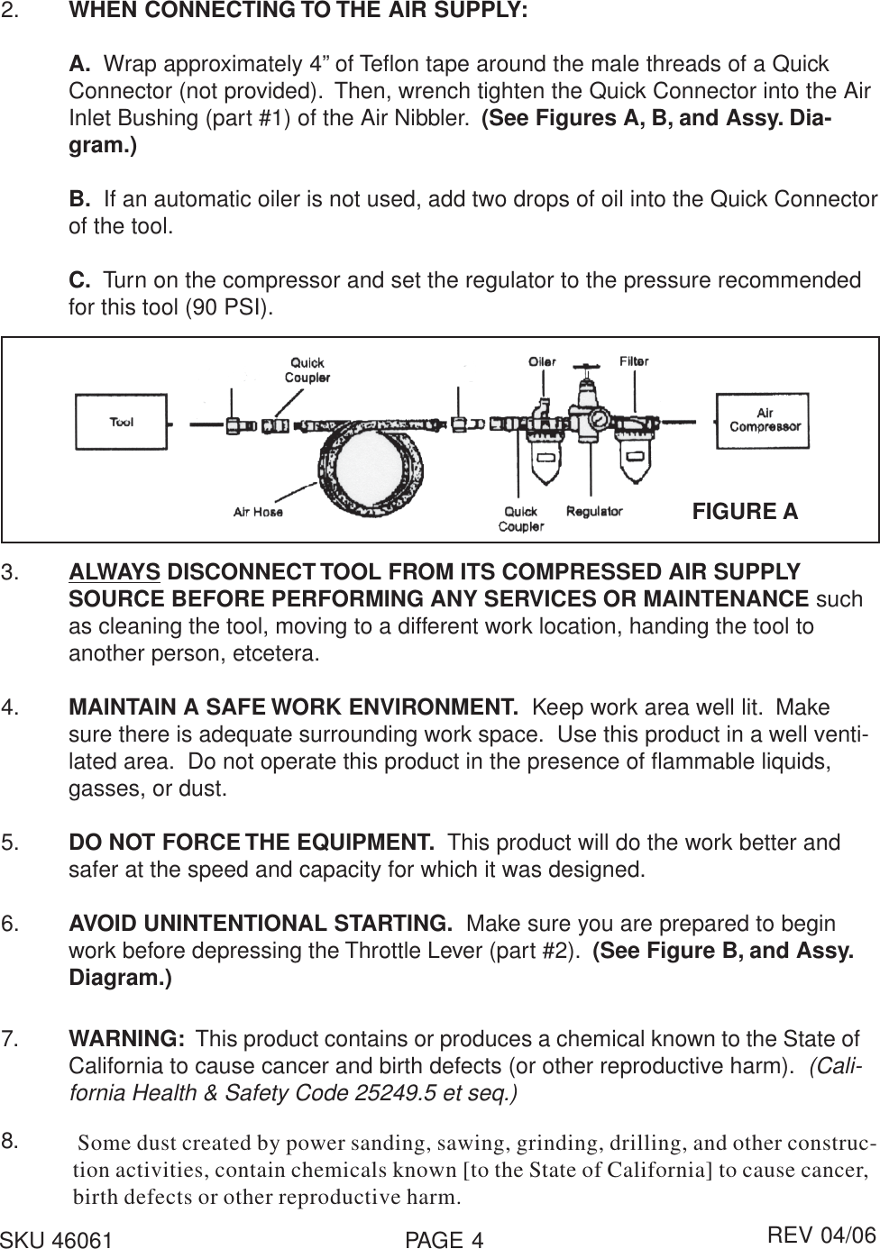 Page 4 of 8 - 46061  Manual For The 16 Gauge Air Nibbler