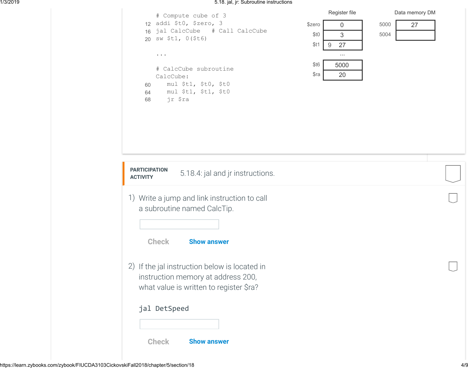Page 4 of 9 - 5.18. Jal, Jr Subroutine Instructions
