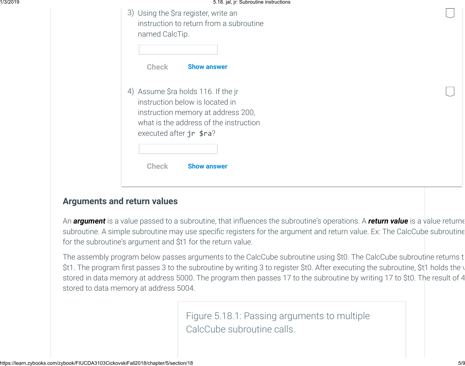 Page 5 of 9 - 5.18. Jal, Jr Subroutine Instructions