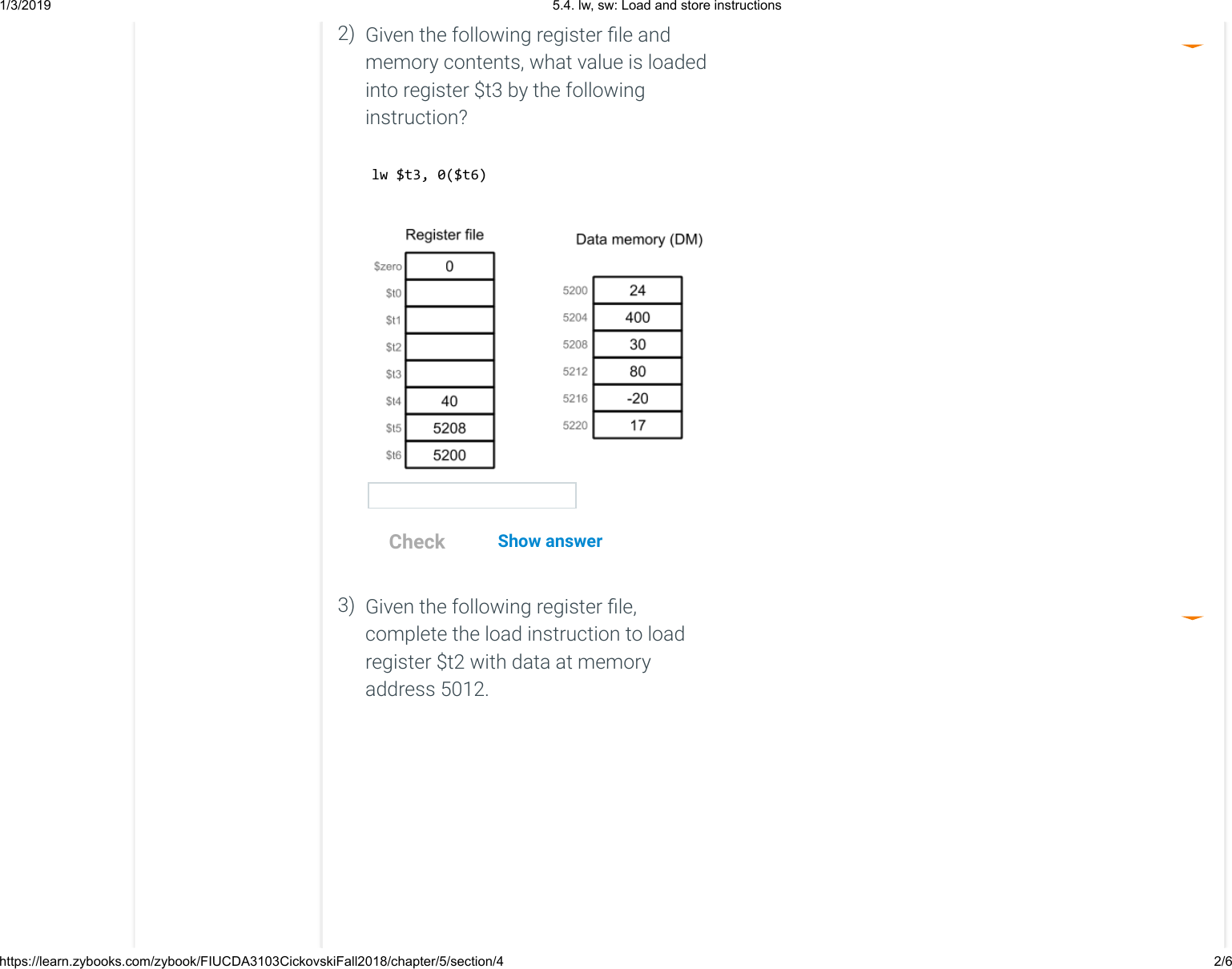 5.4. Lw, Sw Load And Store Instructions
