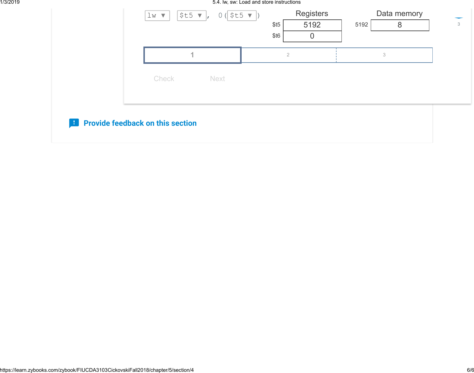 Page 6 of 6 - 5.4. Lw, Sw Load And Store Instructions
