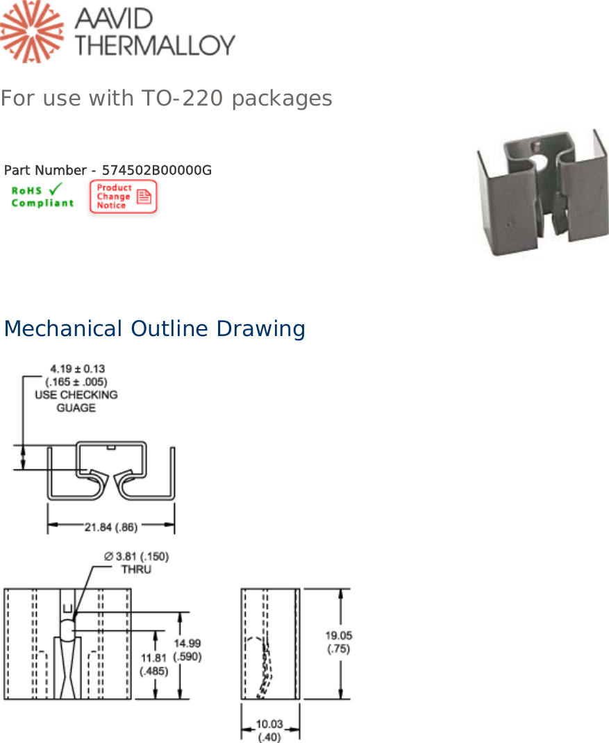 Page 1 of 3 - 574502B00000G - Datasheet. Www.s-manuals.com. Aavid Thermalloy